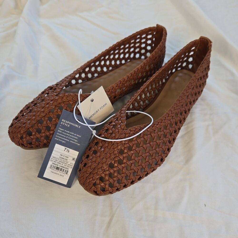 #47 Universal Thread Woven Memory Foam Flats Brown Women's Size 7.5